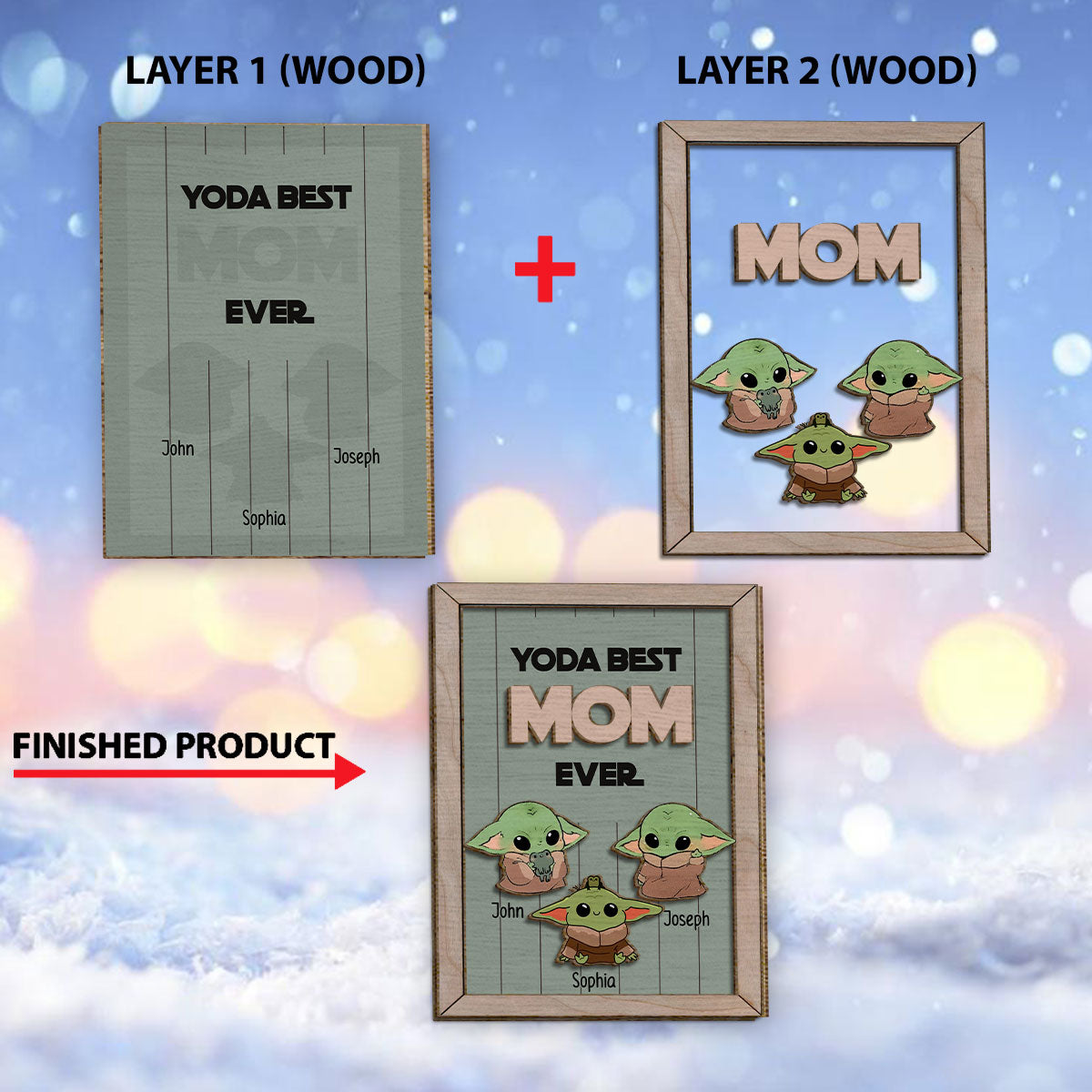 Best Mom Dad Ever The Child - Personalized The Force 2 Layered Wood Sign / Wood Plaque