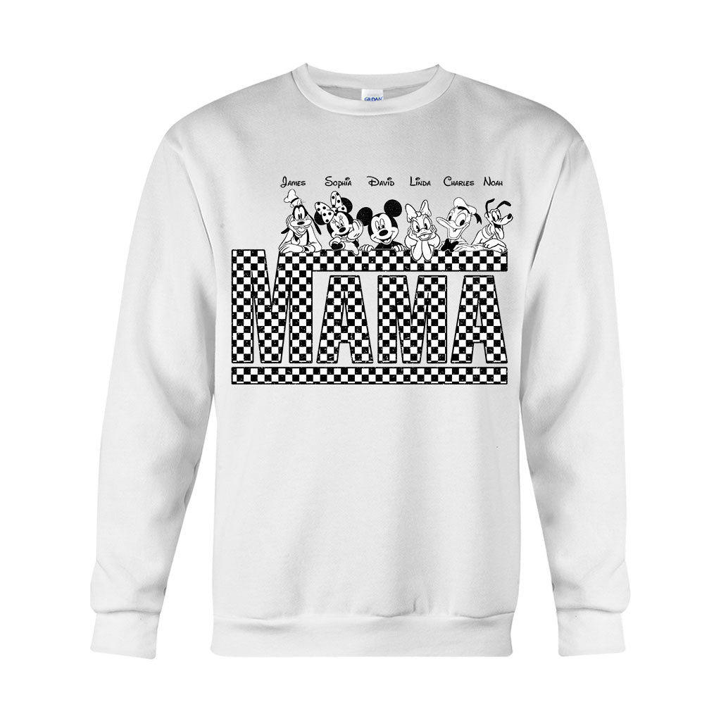 Vintage Checkered Mama Dada Mini Grandma Grandpa - Personalized Mouse T-shirt And Hoodie