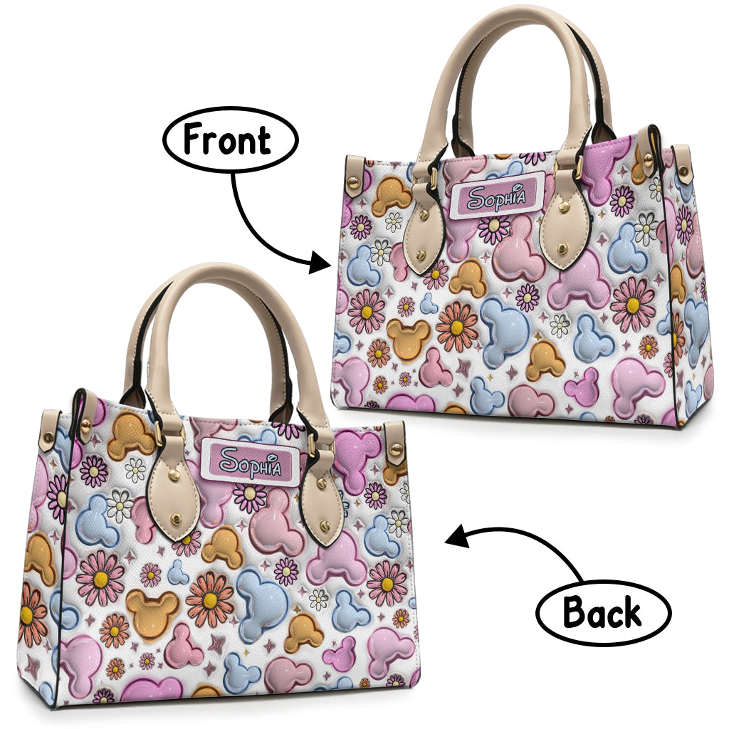 Foral Sping Disney - Personalized Mouse Leather Handbag