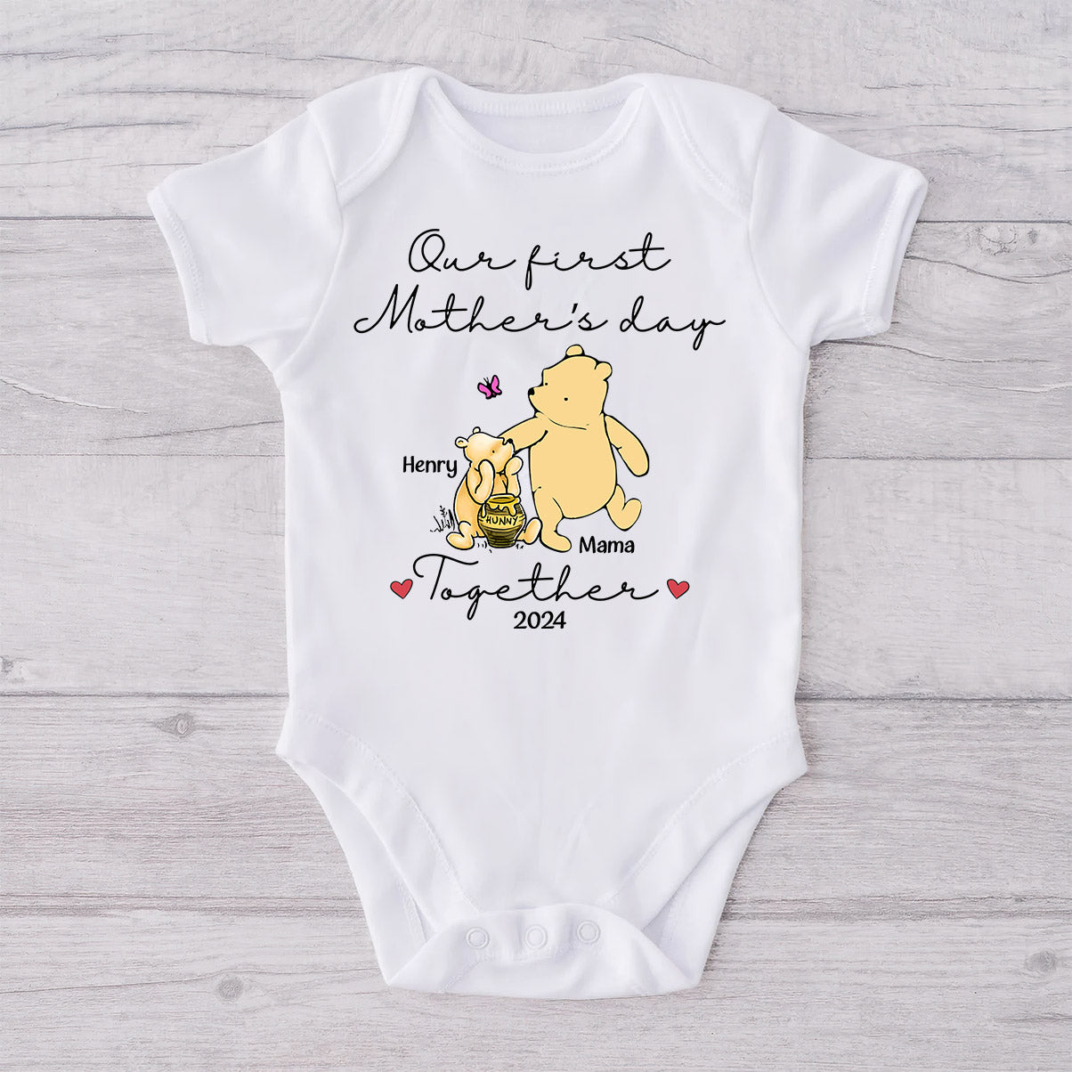 Our First Mother's Day Together - Personalized Mouse T-shirt And Baby Onesie