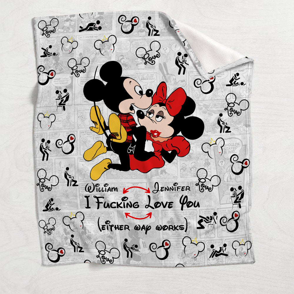 I Love You Mouse Couple - Personalized Mouse Blanket