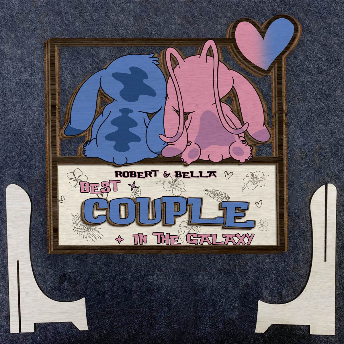 Best Couple In The Galaxy - Personalized Ohana 2 Layered Wood Sign / Wood Plaque