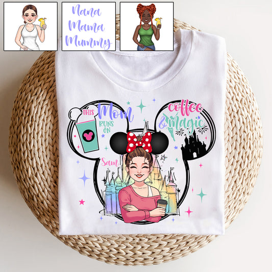 This Mom Runs On Coffee Magic - Personalized Mouse T-shirt And Hoodie