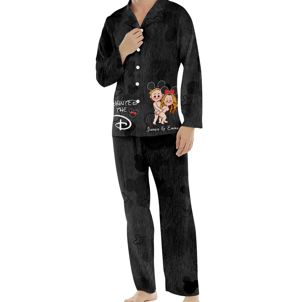 I Wanted The D I Gave Her The D Mouse Ears Couple - Personalized Mouse Button Down Pajamas