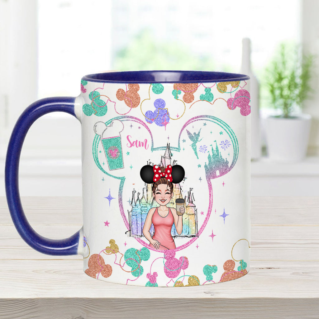 This Mom Runs On Coffee Magic - Personalized Mouse Accent Mug