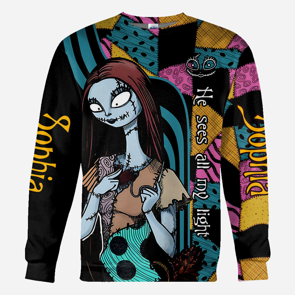 He Sees All My Light She Accepted All My Dark - Personalized Nightmare All Over Shirt