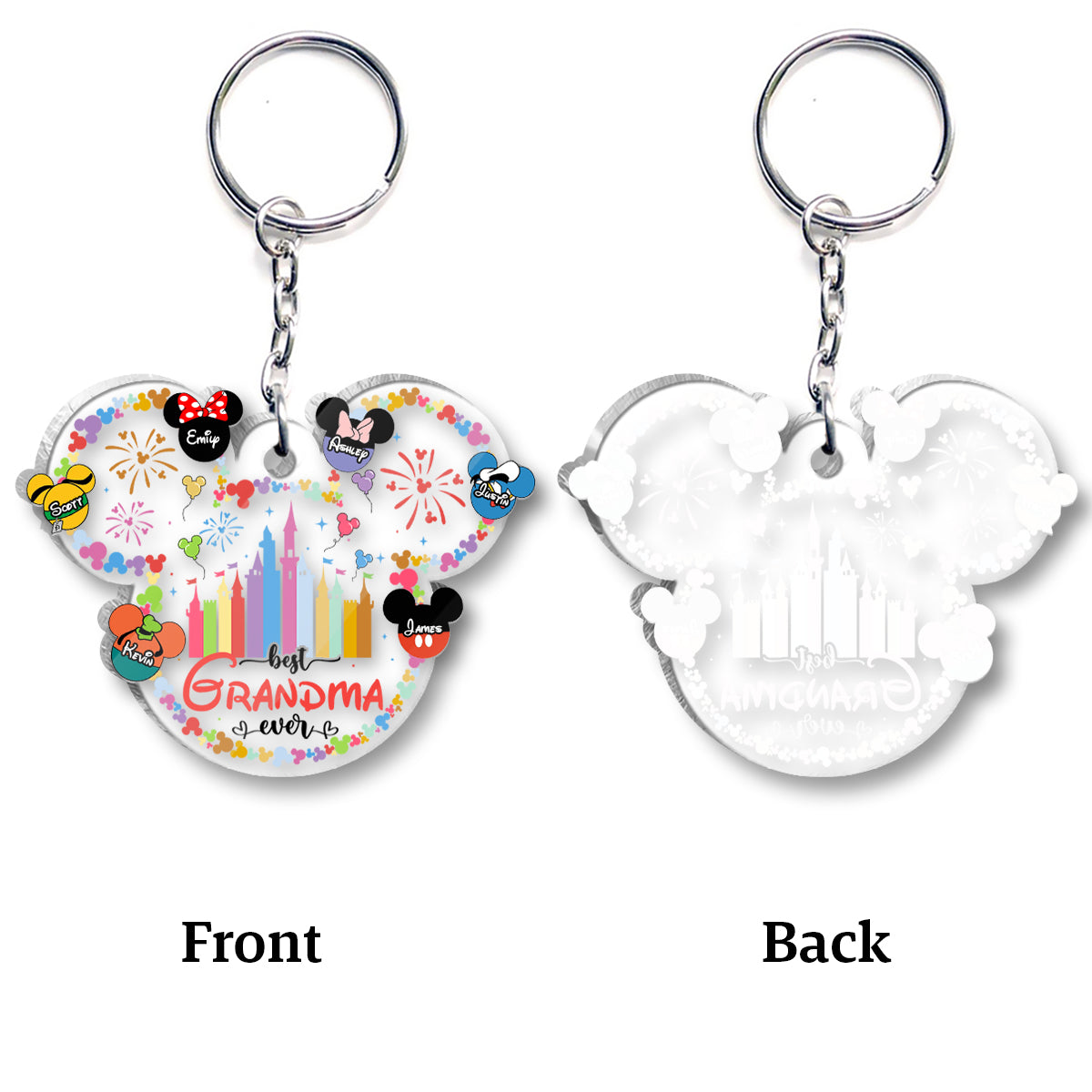 Best Grandma Mom Ever - Personalized Mouse Transparent Keychain