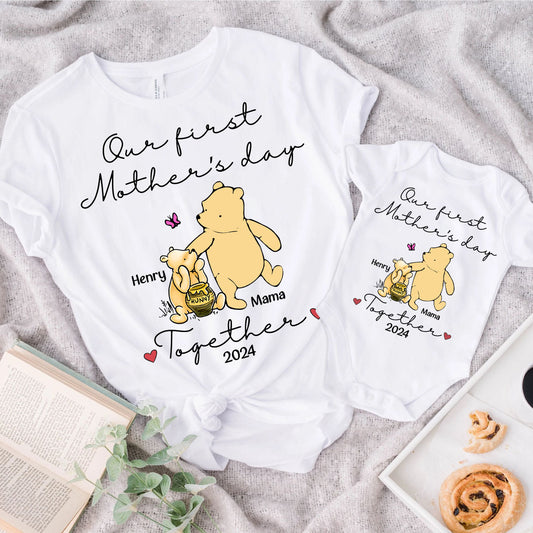 Our First Mother's Day Together - Personalized Mouse T-shirt And Baby Onesie