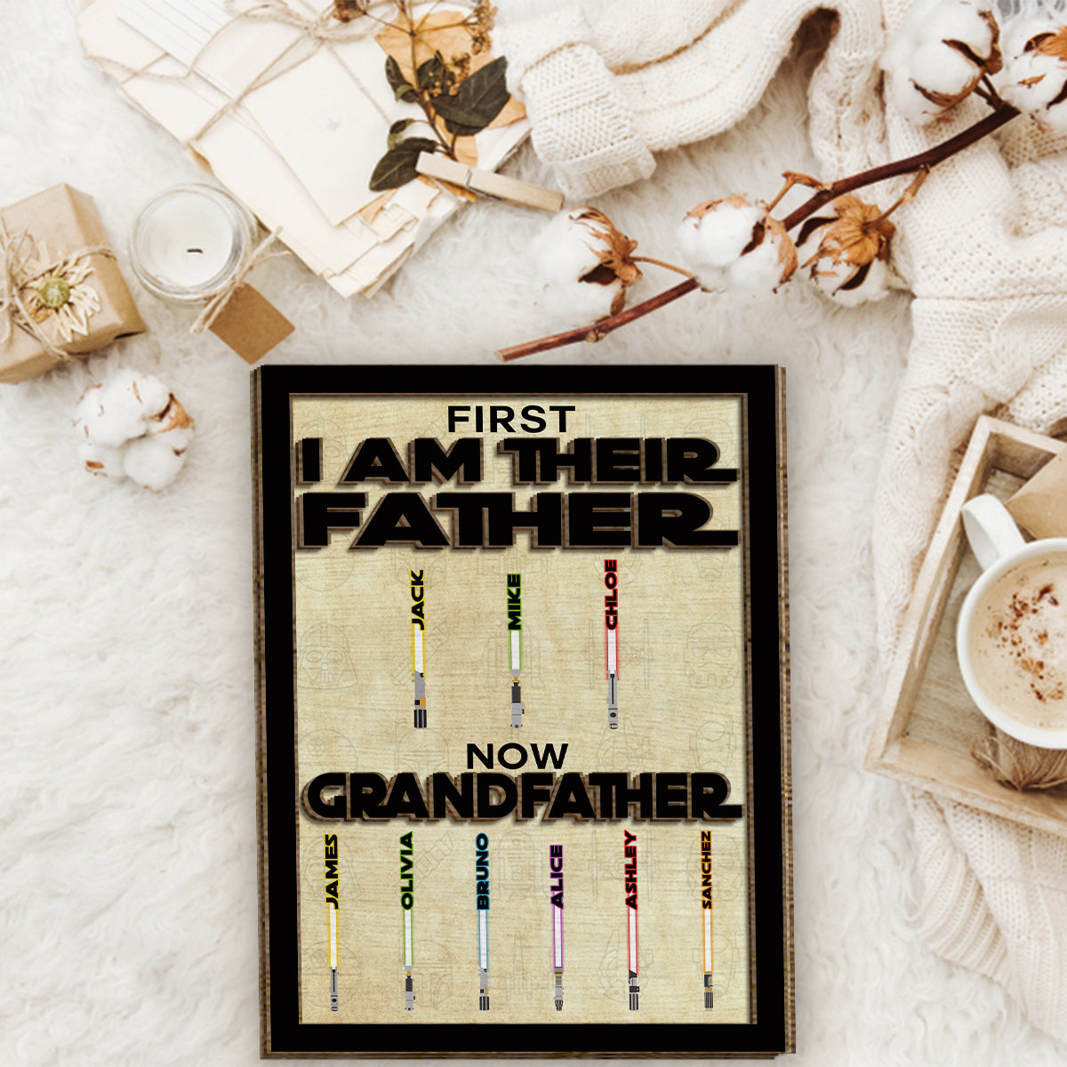 First Father Now Grandfather - Personalized The Force 2 Layered Wood Sign / Wood Plaque