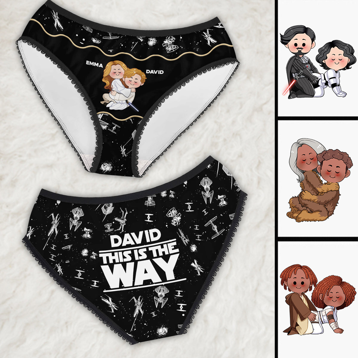 This Is The Way - Personalized The Force Lace Border Women Briefs