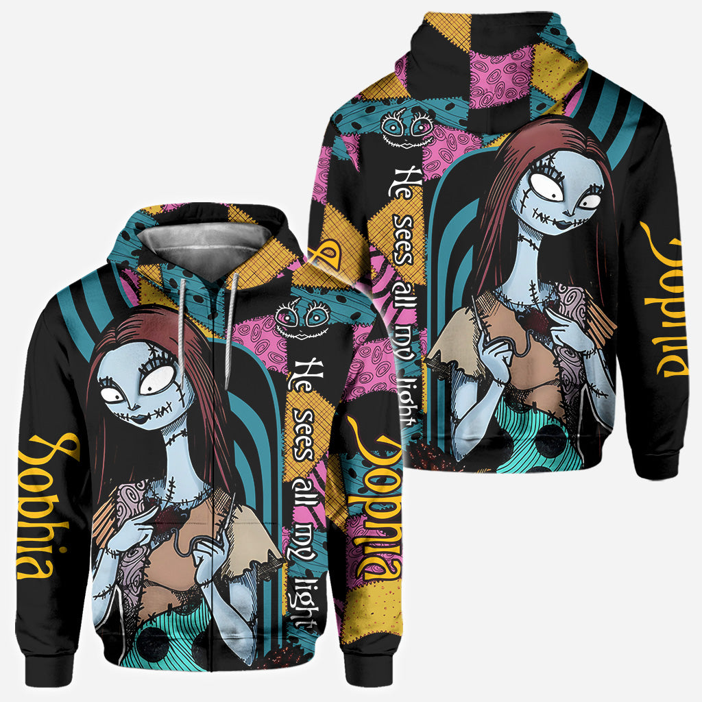 He Sees All My Light She Accepted All My Dark - Personalized Nightmare All Over Shirt