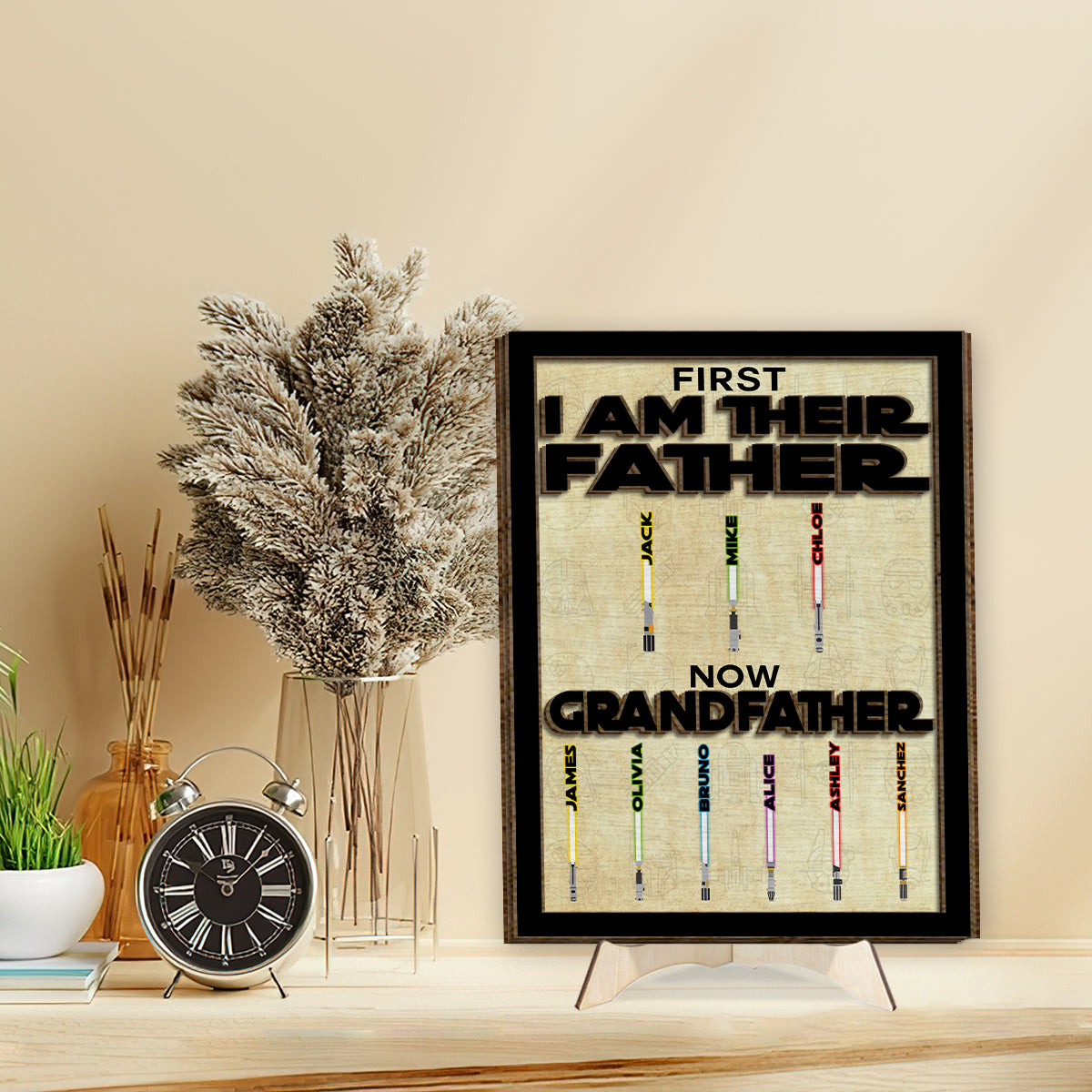 First Father Now Grandfather - Personalized The Force 2 Layered Wood Sign / Wood Plaque