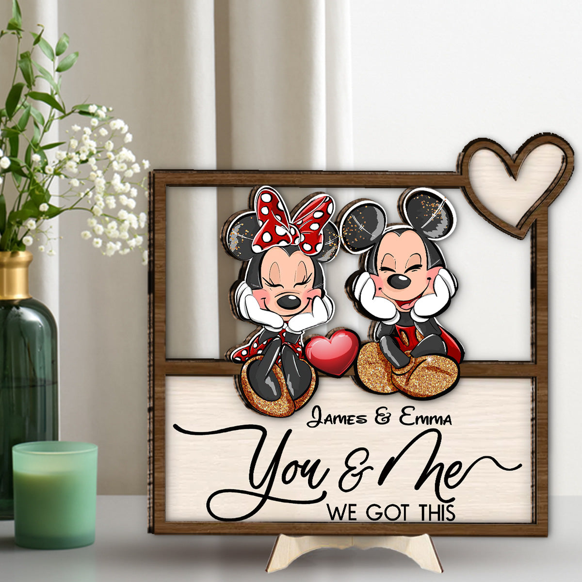 You And Me We Got This Magic Mouse Ears - Personalized Mouse 2 Layered Wood Sign / Wood Plaque