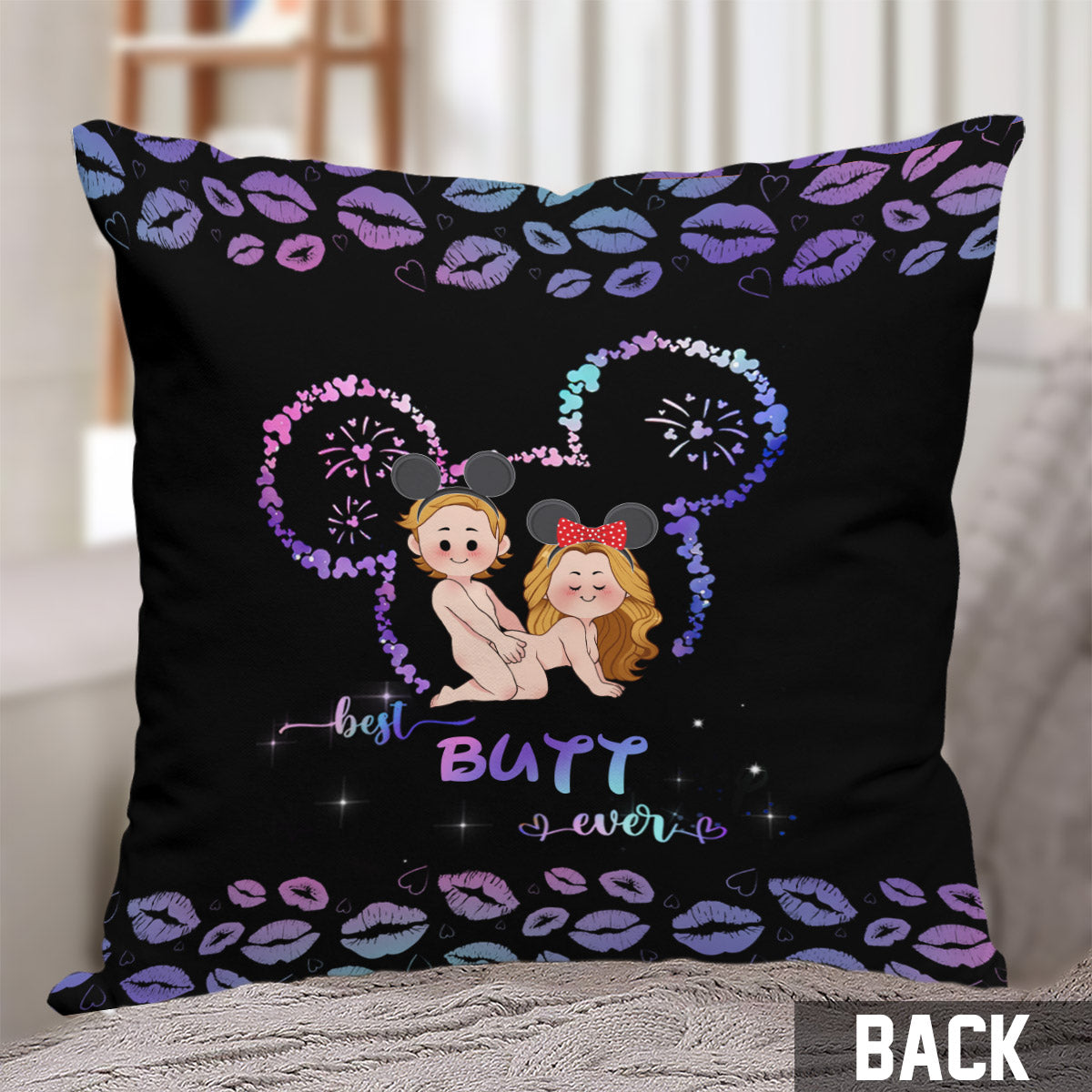 Best Butt Ever Mouse Ears Naughty - Personalized Mouse Throw Pillow