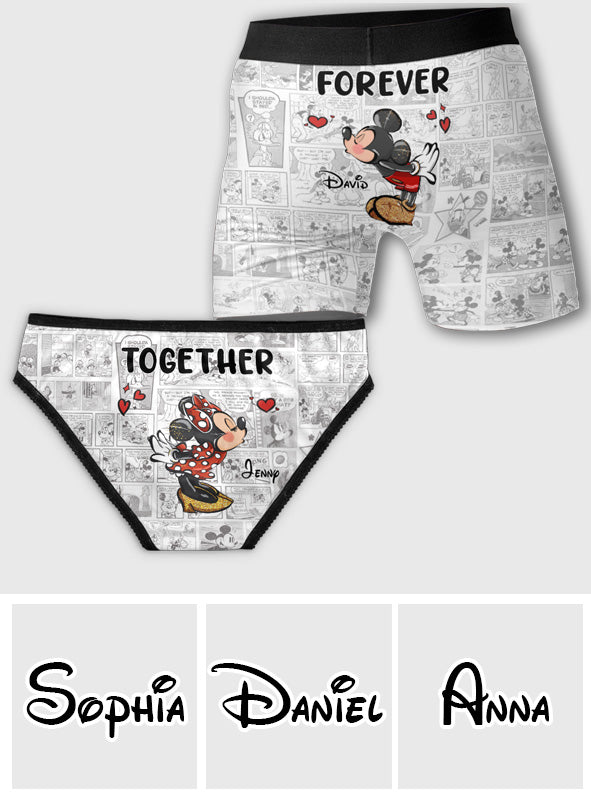 Together Forever - Personalized Mouse Lace Border Women Briefs And Men’s Boxer Briefs