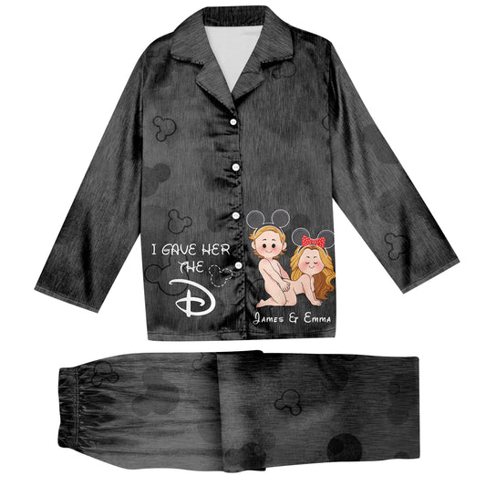 I Wanted The D I Gave Her The D Mouse Ears Couple - Personalized Mouse Button Down Pajamas