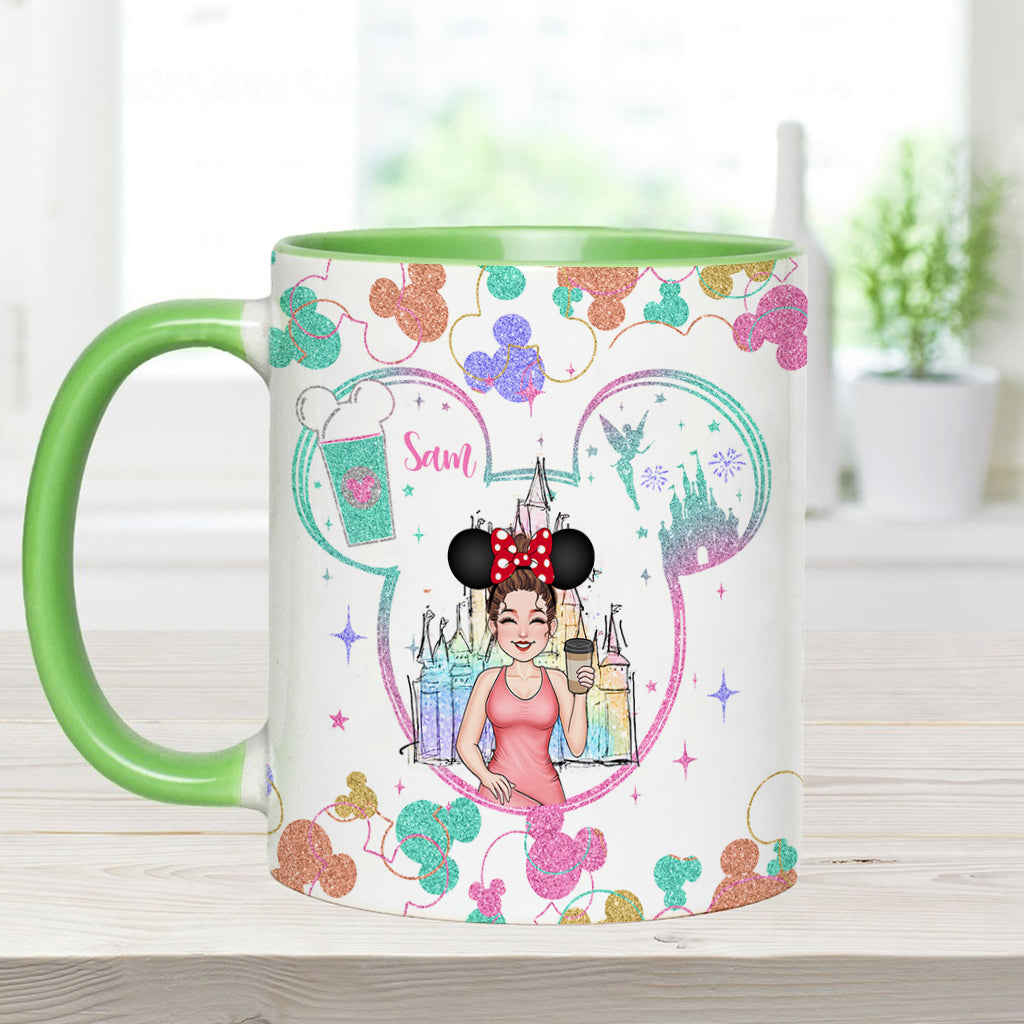 This Mom Runs On Coffee Magic - Personalized Mouse Accent Mug