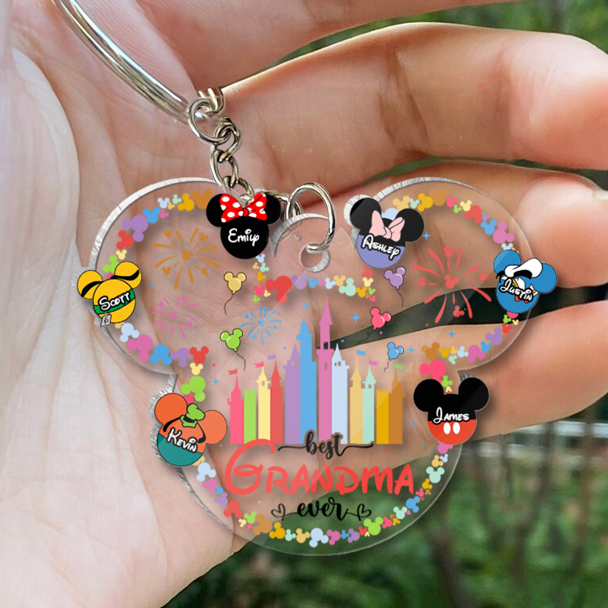 Best Grandma Mom Ever - Personalized Mouse Transparent Keychain