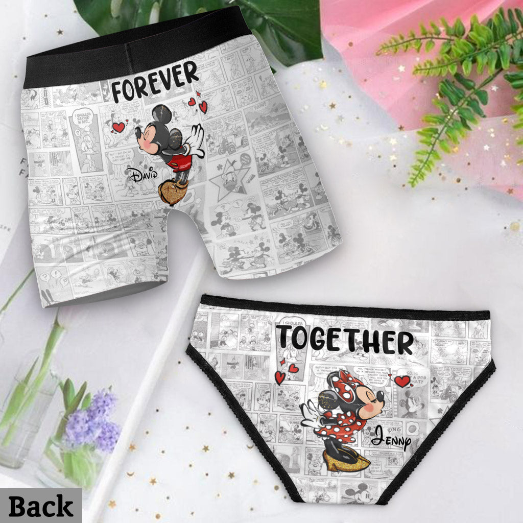 Together Forever - Personalized Mouse Lace Border Women Briefs And Men’s Boxer Briefs