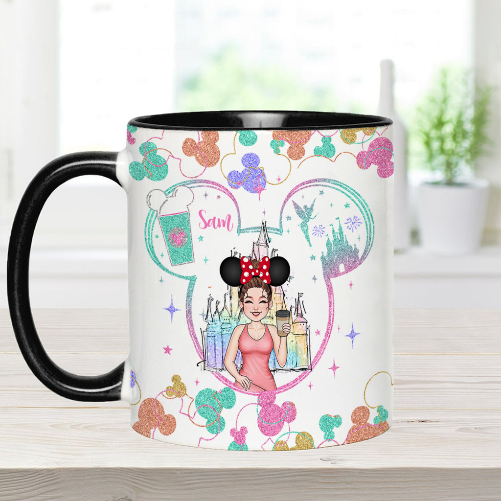 This Mom Runs On Coffee Magic - Personalized Mouse Accent Mug