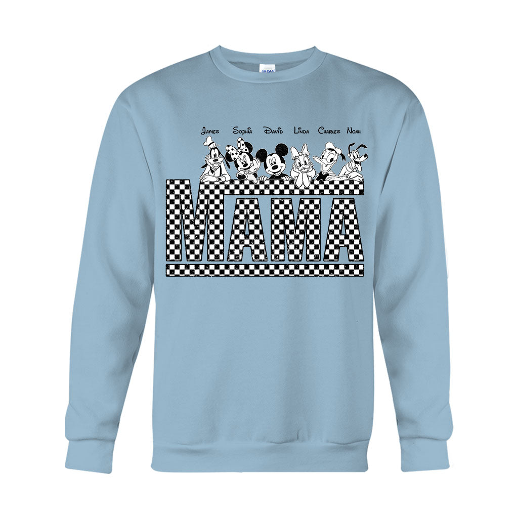 Vintage Checkered Mama Dada Mini Grandma Grandpa - Personalized Mouse T-shirt And Hoodie