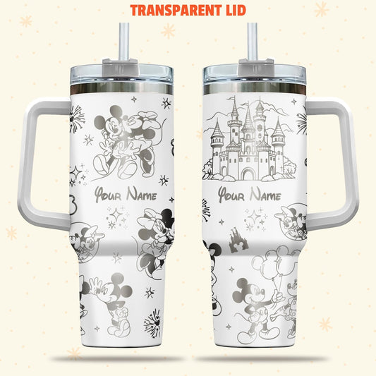 Mouse Couple - Personalized Mouse Tumbler With Handle 0124