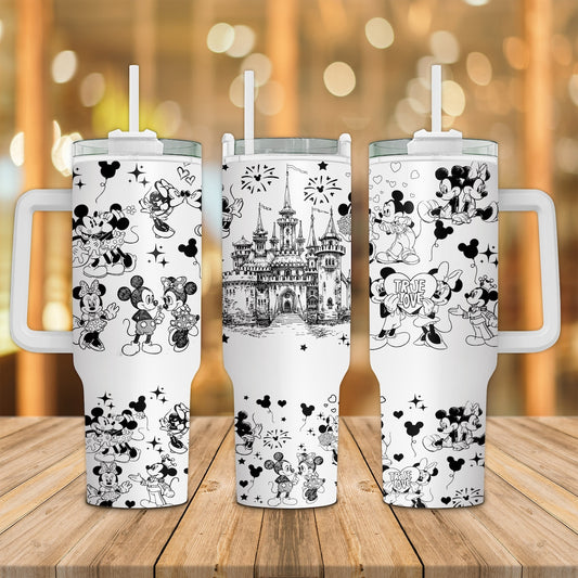 Mouse Couple Mouse Tumbler With Handle 0124