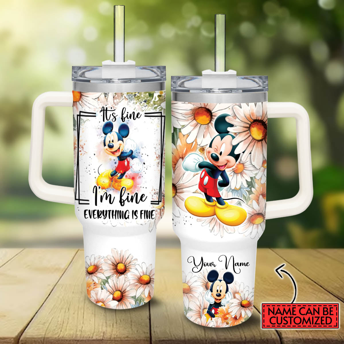 Everything Is Fine Personalized Mouse Tumbler With Handle 0224