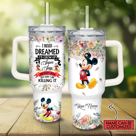 Mouse Lady Personalized Mouse Tumbler With Handle 0224