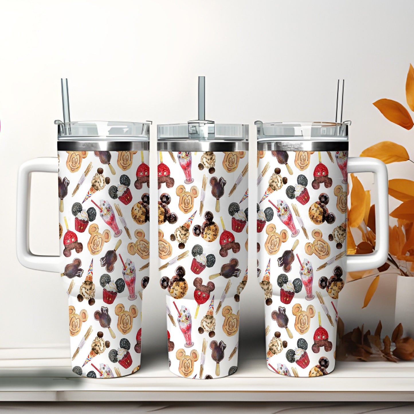 Cookies Pattern Mouse Tumbler With Handle 0224