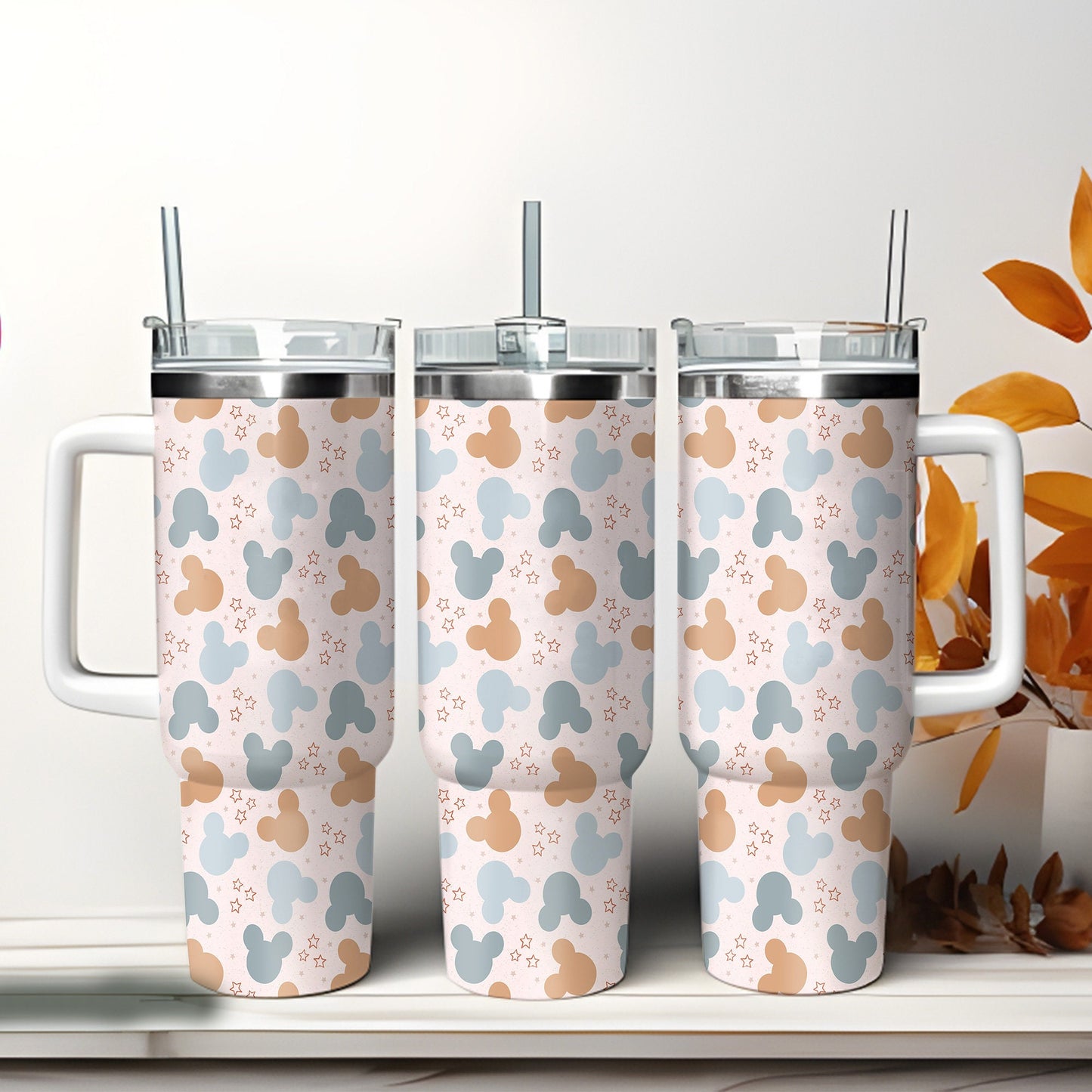 Mouse Pattern Mouse Tumbler With Handle 0224