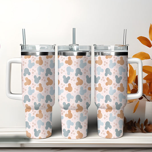 Mouse Pattern Mouse Tumbler With Handle 0224