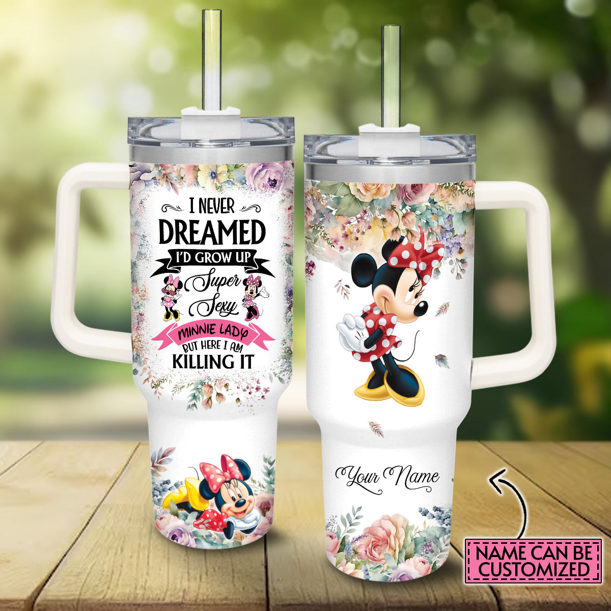Mouse Lady Personalized Mouse Tumbler With Handle 0224