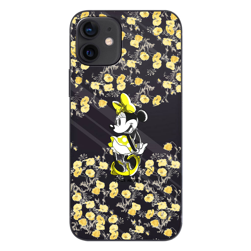 Yellow Floral - Personalized Mouse Clear Phone Case