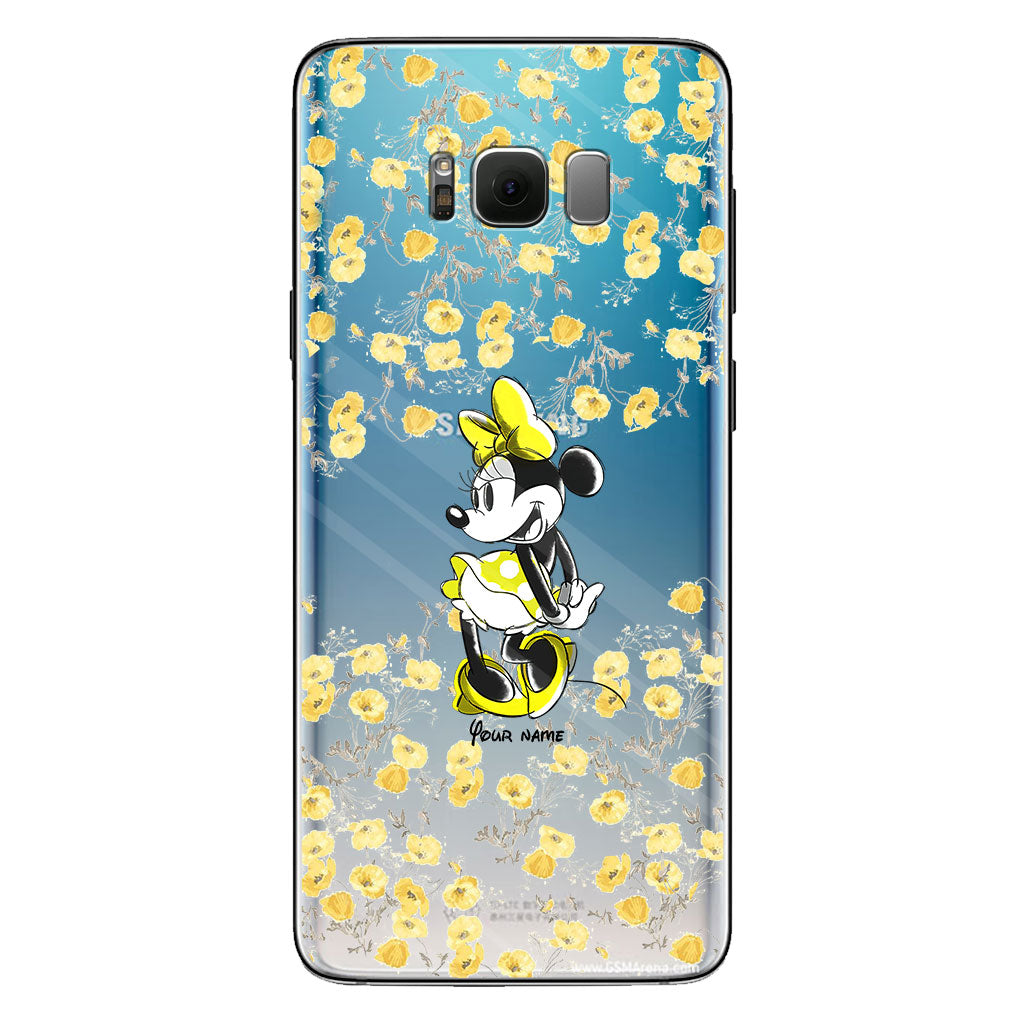Yellow Floral - Personalized Mouse Clear Phone Case