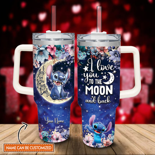 I Love You To The Moon And Back Personalized Ohana Tumbler With Handle 0224
